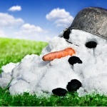 spring thaw melting snowman